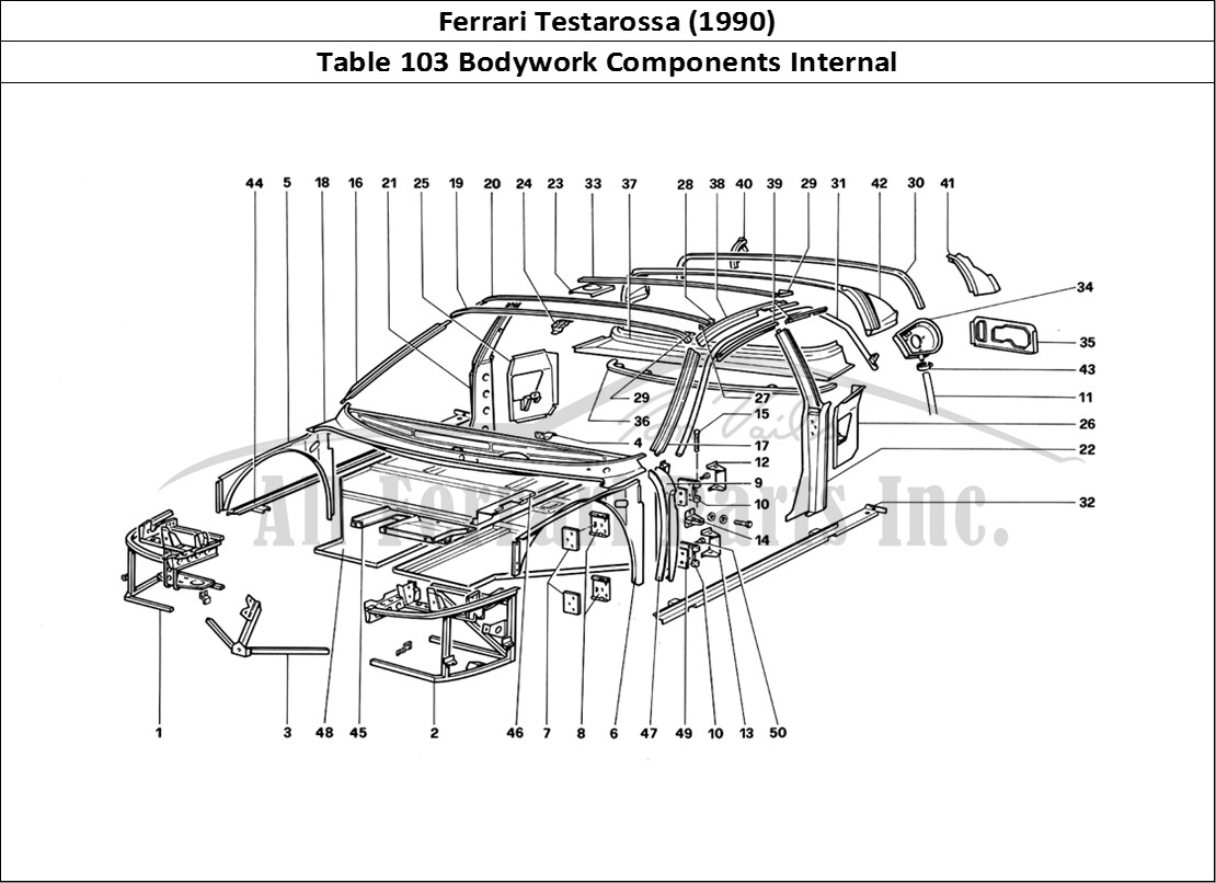 Ferrari Parts Ferrari Testarossa (1990) Page 103 Body - Internal Component