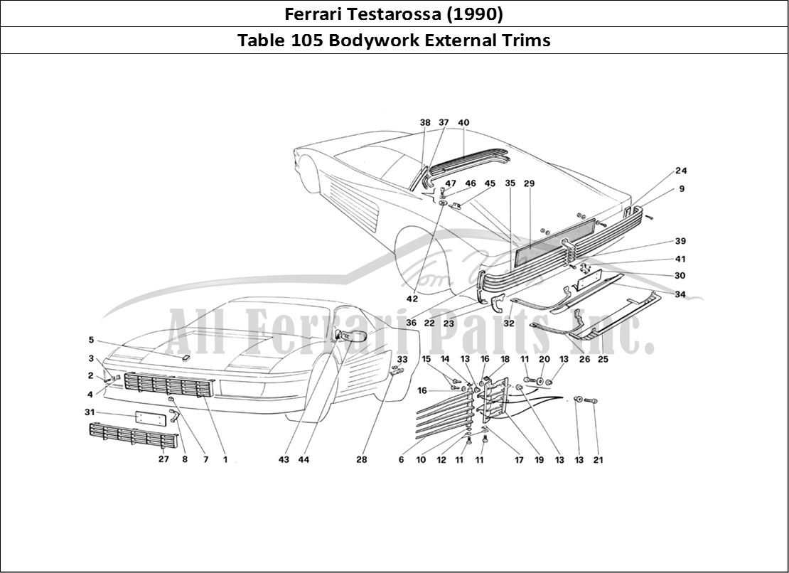 Ferrari Parts Ferrari Testarossa (1990) Page 105 External Finishing