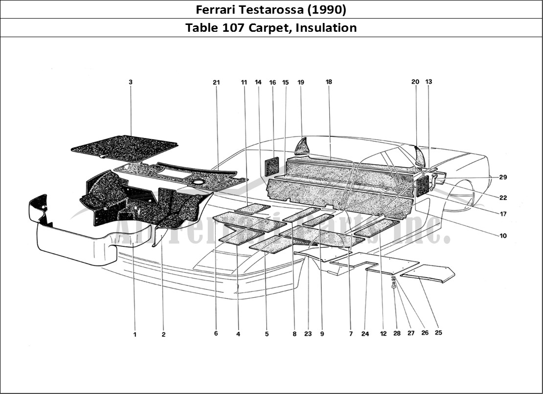 Ferrari Parts Ferrari Testarossa (1990) Page 107 Carpet and Insulation Pan