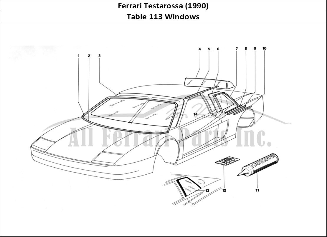 Ferrari Parts Ferrari Testarossa (1990) Page 113 Glass & Windows