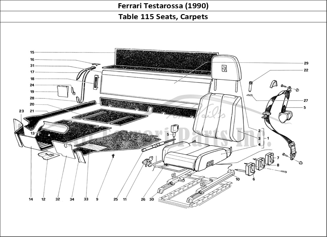 Ferrari Parts Ferrari Testarossa (1990) Page 115 Seats and Carpets