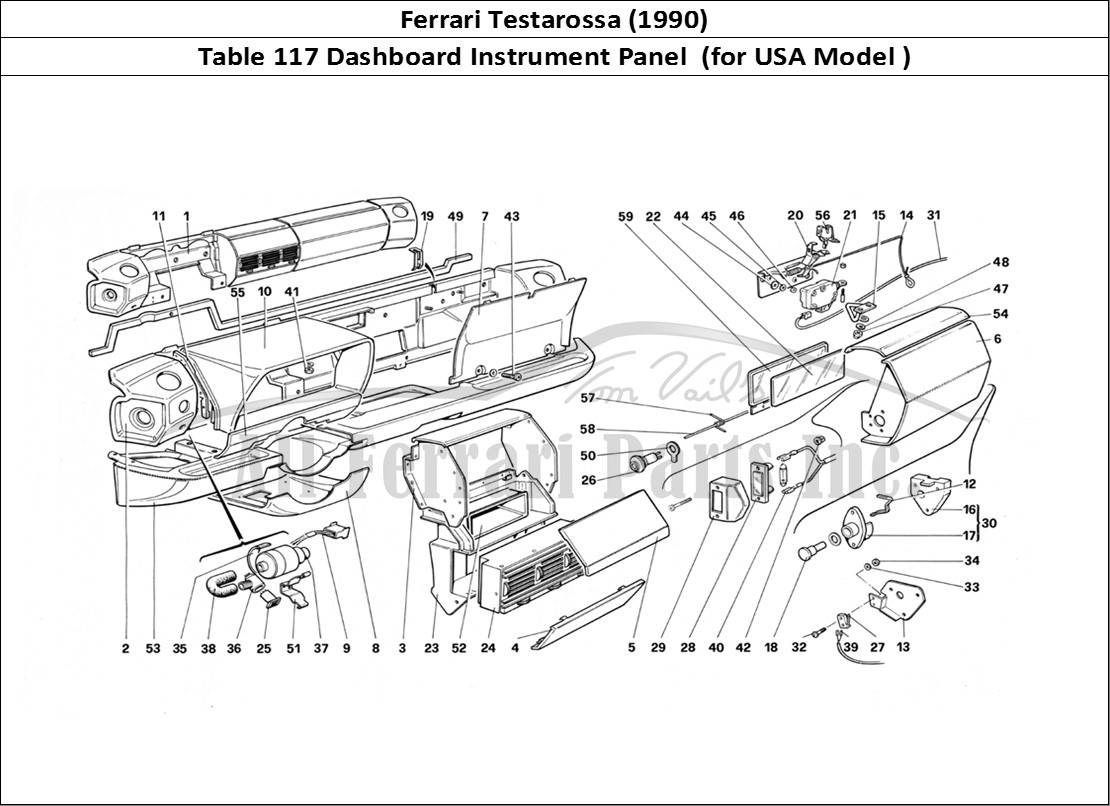 Ferrari Parts Ferrari Testarossa (1990) Page 117 Dashboard (for US Version