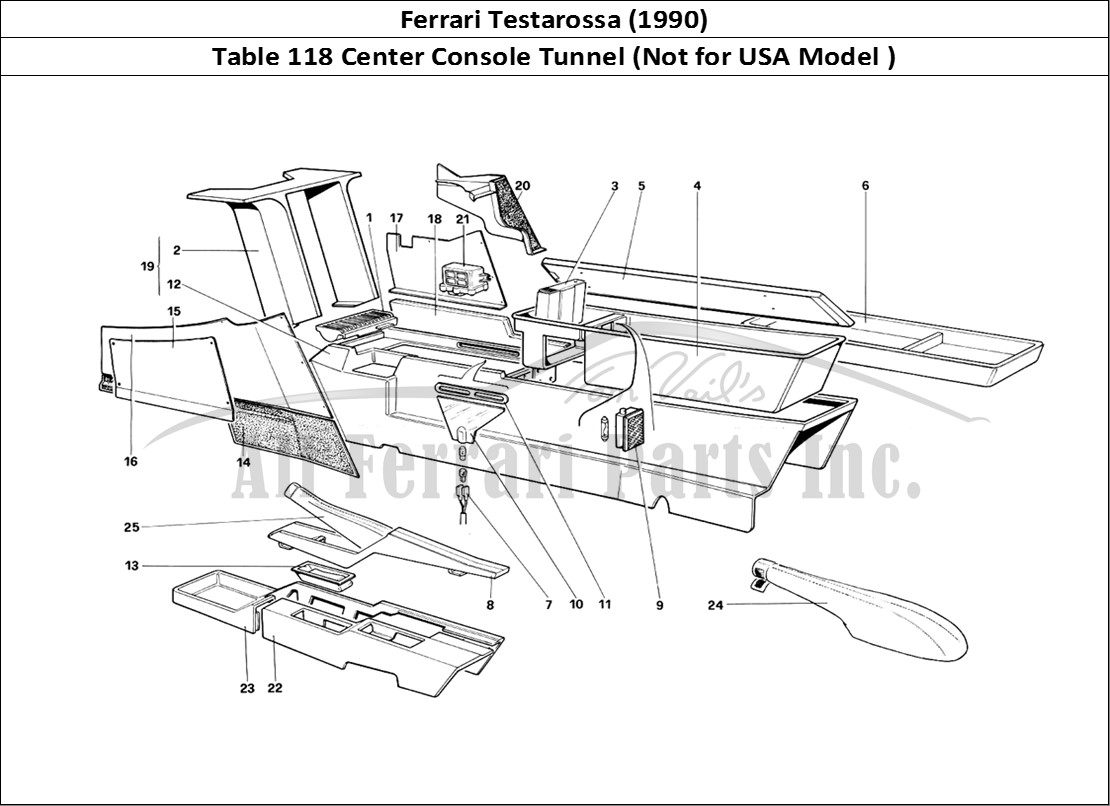 Ferrari Parts Ferrari Testarossa (1990) Page 118 Central Tunnel (Not for U