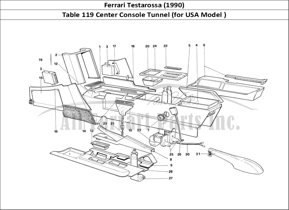 Ferrari Parts Ferrari Testarossa (1990) Page 119 Central Tunnel (for US Ve