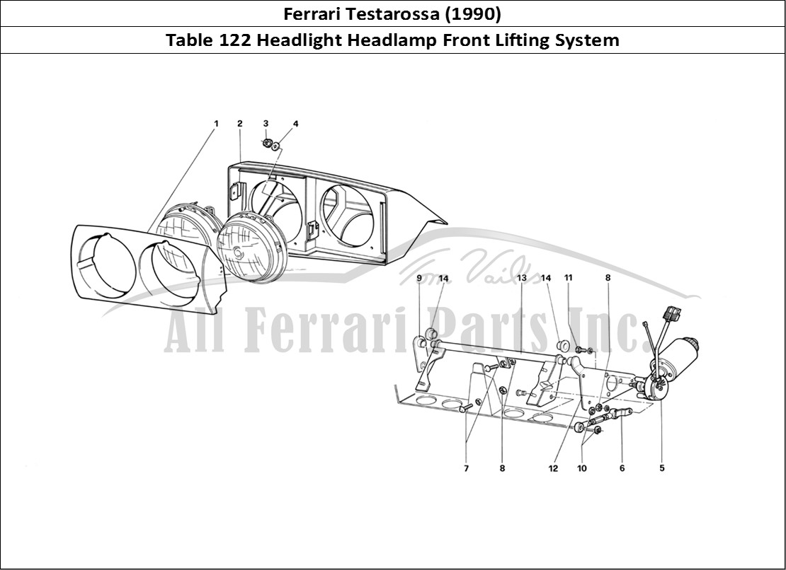 Ferrari Parts Ferrari Testarossa (1990) Page 122 Front Headlight Lifting D