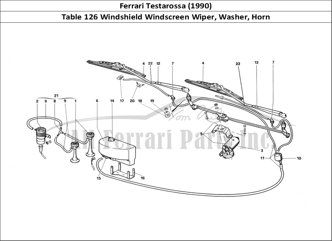 Ferrari Parts Ferrari Testarossa (1990) Page 126 Windshield Wiper, Washer