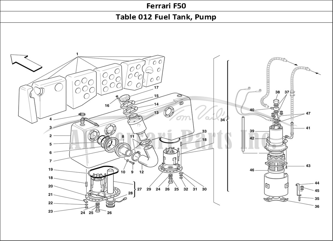 Ferrari Parts Ferrari F50 Page 012 Fuel Tank and Pump