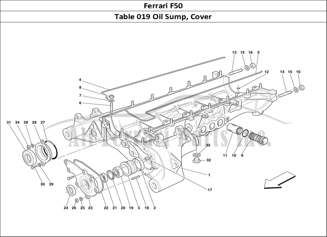 Ferrari Parts Ferrari F50 Page 019 Oil Sump and Cover
