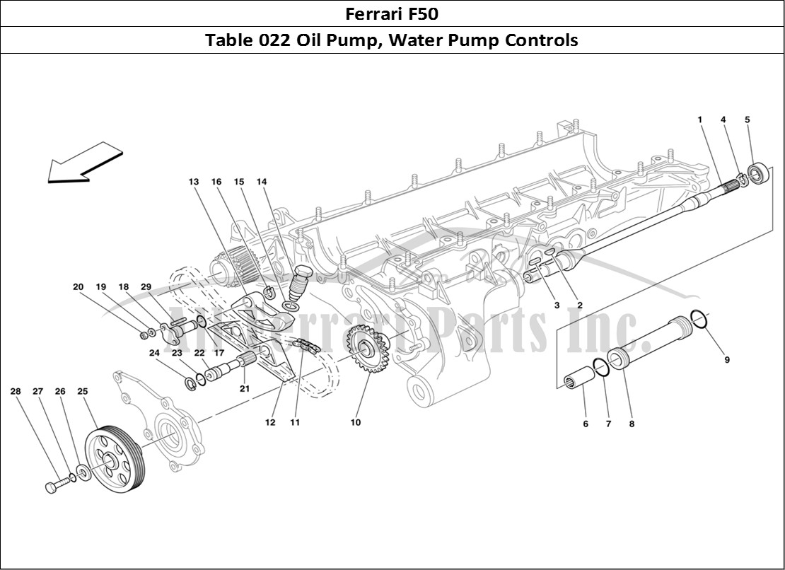 Ferrari Parts Ferrari F50 Page 022 Oil/Water Pump - Controls