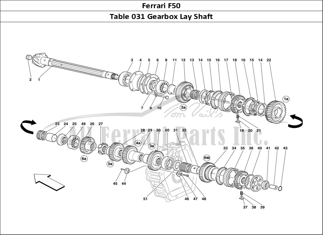 Ferrari Parts Ferrari F50 Page 031 Gearbox Lay Shaft