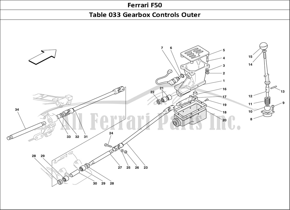 Ferrari Parts Ferrari F50 Page 033 Outer Gearbox Controls