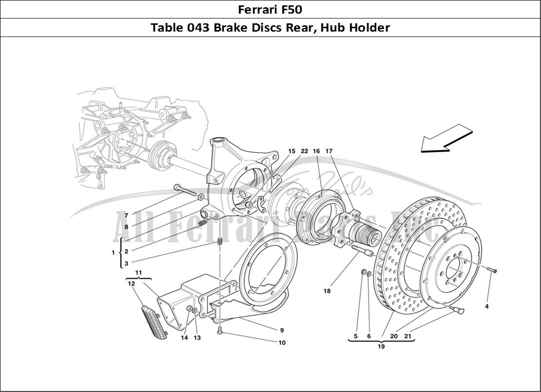 Ferrari Parts Ferrari F50 Page 043 Rear Brake Disc and Hub H