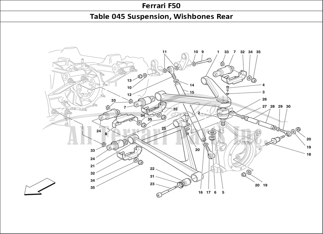 Ferrari Parts Ferrari F50 Page 045 Rear Suspension - Wishbon