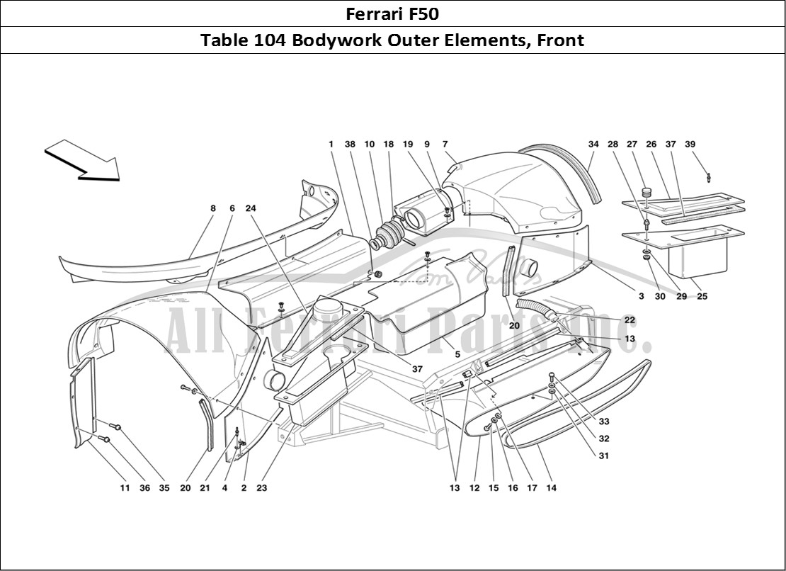 Ferrari Parts Ferrari F50 Page 104 Body - Outer Elements - F