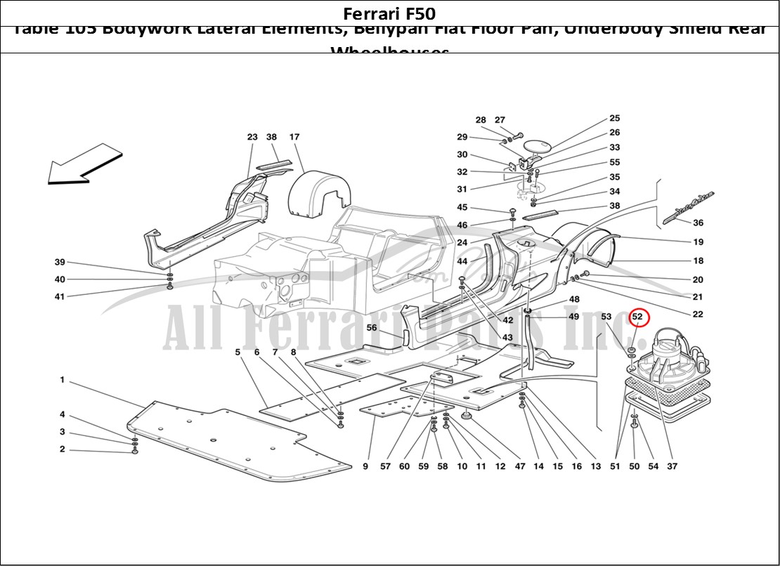 Ferrari Parts Ferrari F50 Page 105 Body - Lateral Elements,