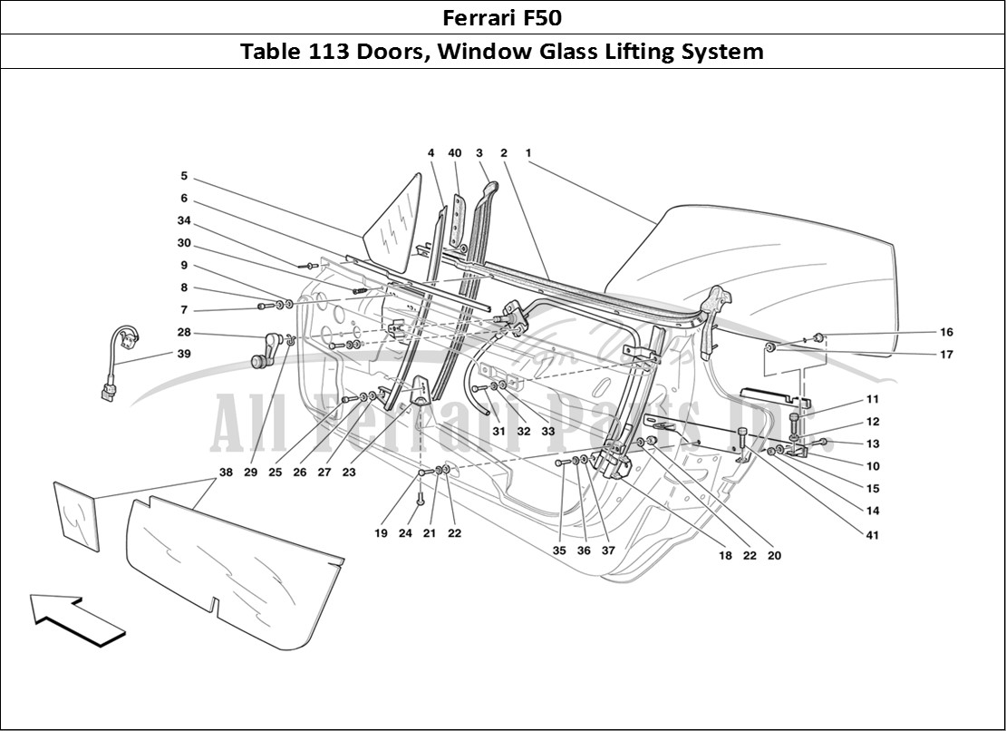 Ferrari Parts Ferrari F50 Page 113 Doors - Glass Lifting Dev
