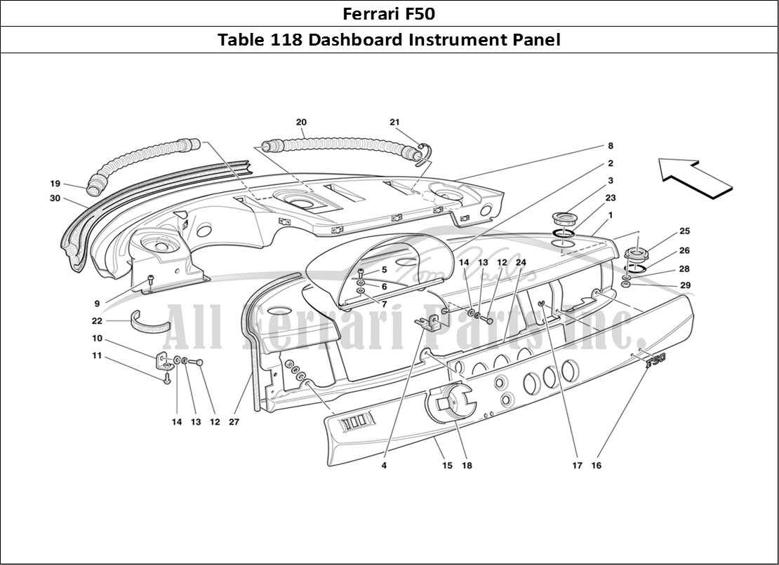 Ferrari Parts Ferrari F50 Page 118 Dashboard