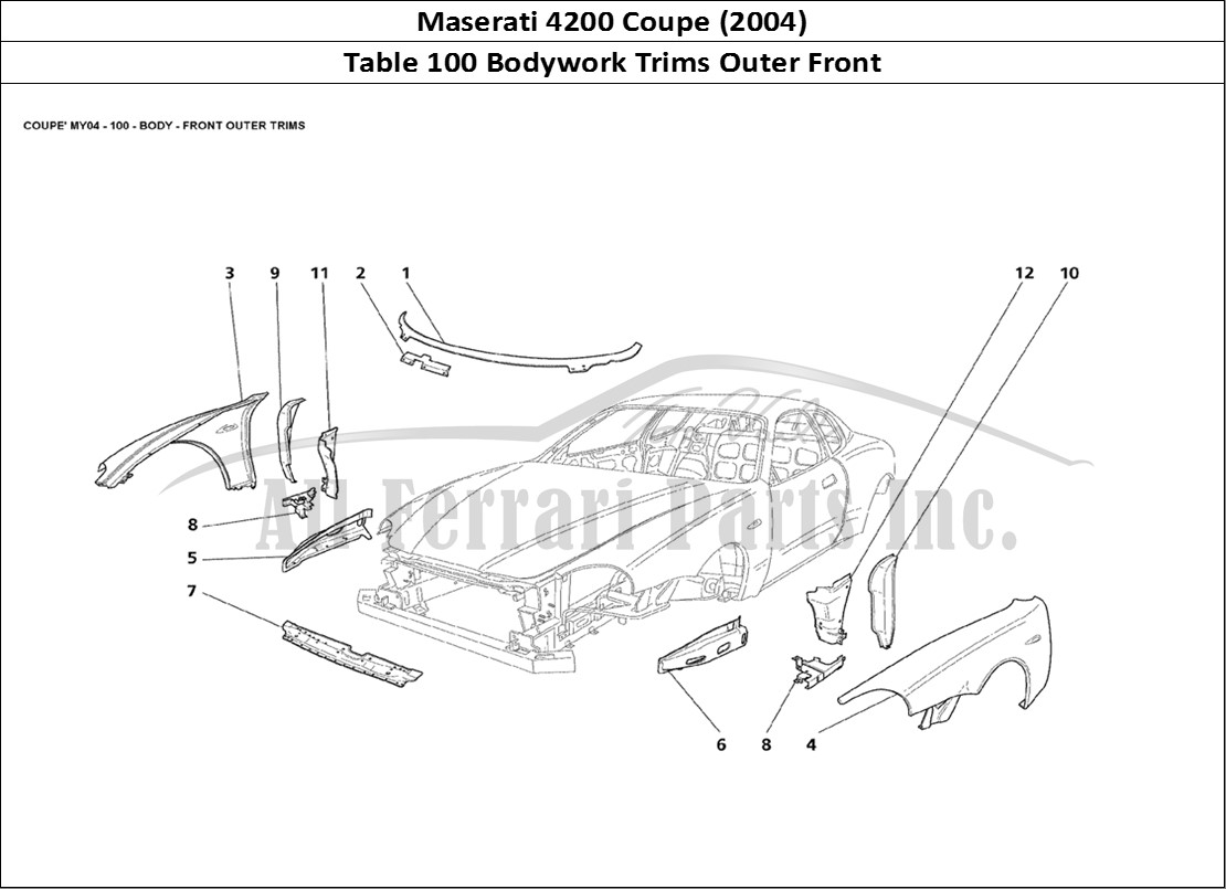 Ferrari Parts Maserati 4200 Coupe (2004) Page 100 Body Front Outer Trims