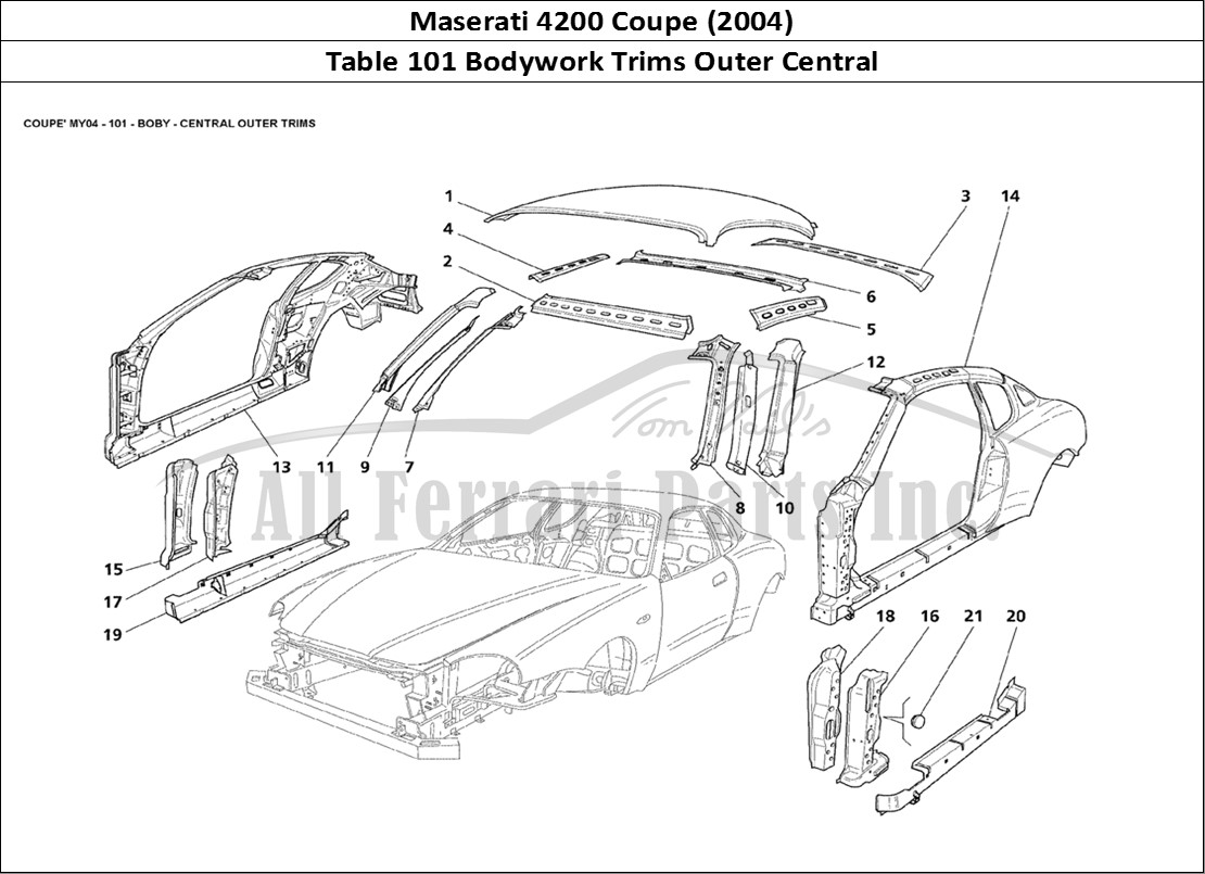 Ferrari Parts Maserati 4200 Coupe (2004) Page 101 Body Central Outer Trims