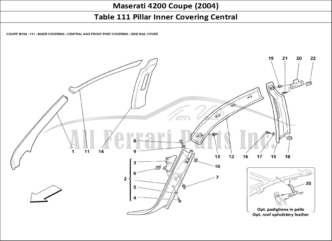 Ferrari Parts Maserati 4200 Coupe (2004) Page 111 Inner Covering Central an