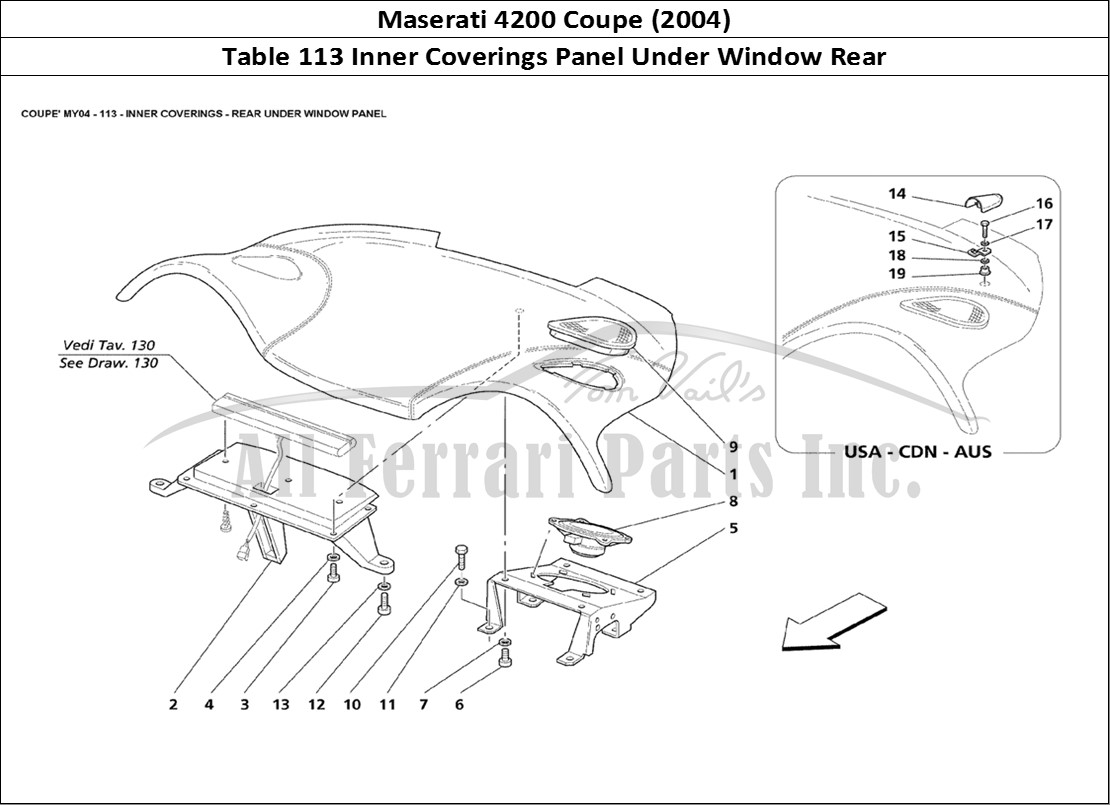 Ferrari Parts Maserati 4200 Coupe (2004) Page 113 Inner Coverings Rear Unde