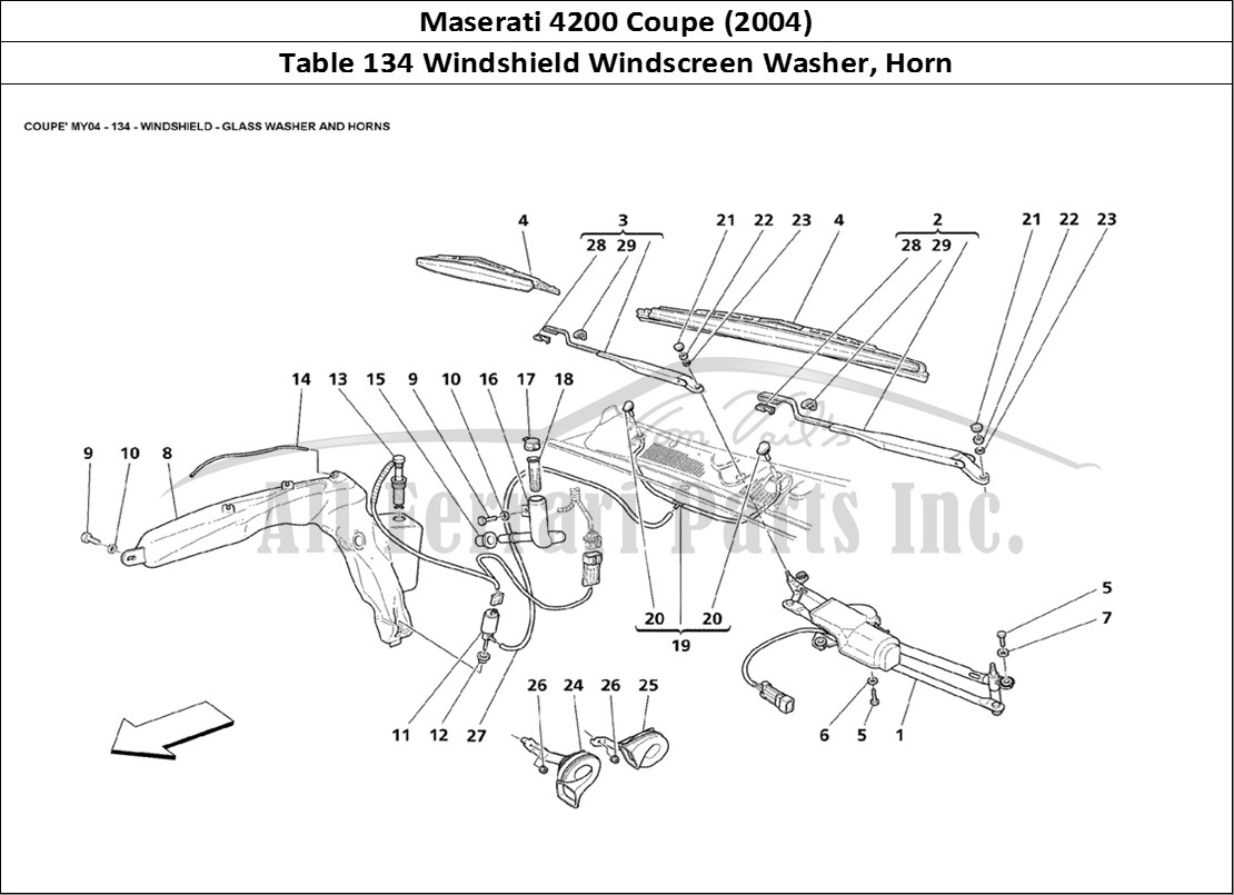 Ferrari Parts Maserati 4200 Coupe (2004) Page 134 Windshield Glass Washer a