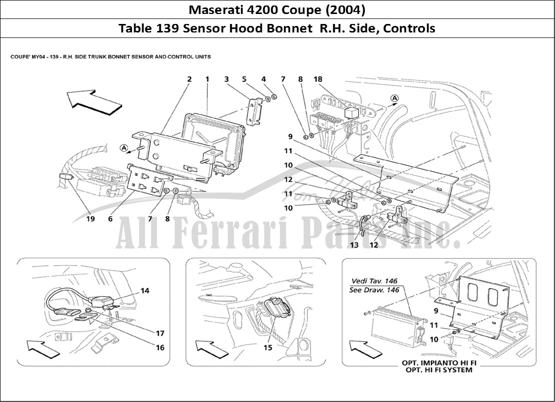 Ferrari Parts Maserati 4200 Coupe (2004) Page 139 R.H. Side Trunk Bonnet Se