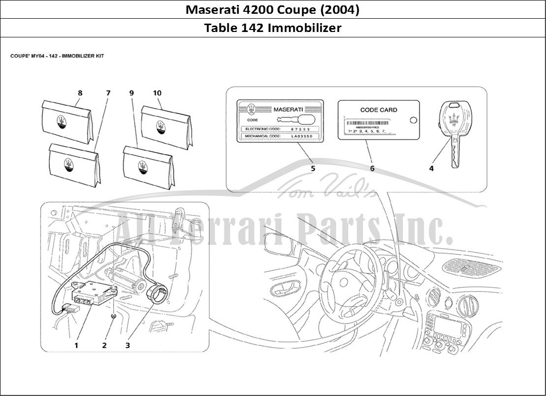 Ferrari Parts Maserati 4200 Coupe (2004) Page 142 Immobilizer Kit