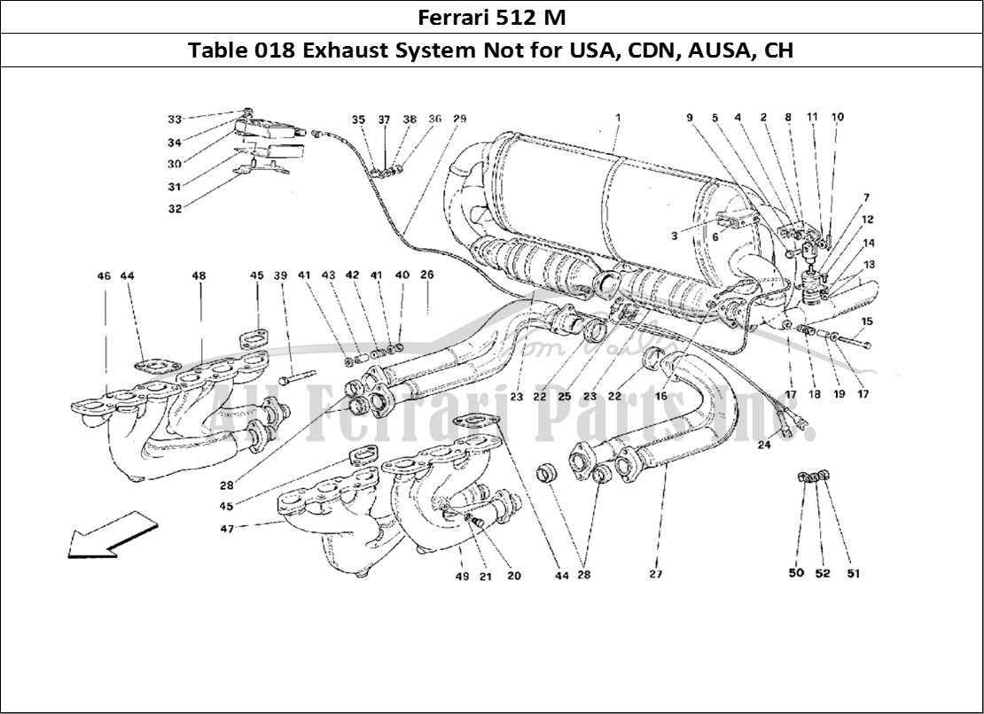 Ferrari Parts Ferrari 512 M Page 018 Exhaust System -Not for U