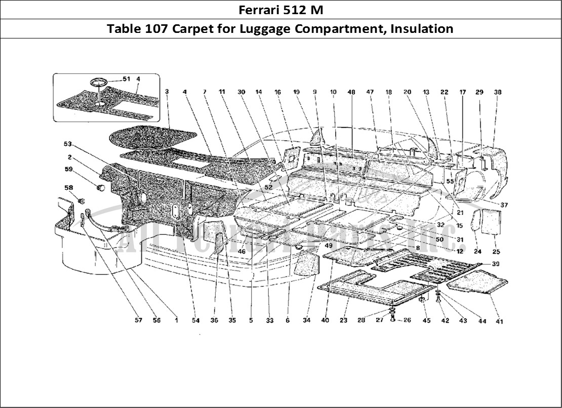 Ferrari Parts Ferrari 512 M Page 107 Carpet for Luggage Compar