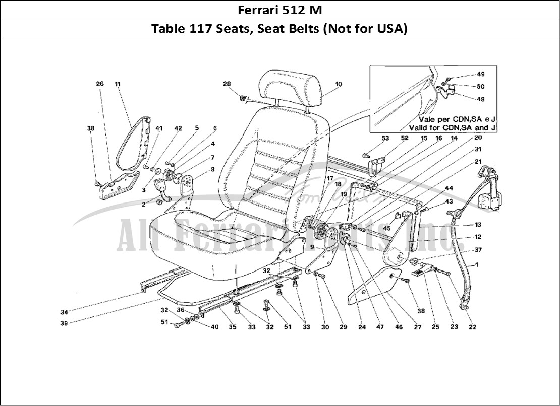 Ferrari Parts Ferrari 512 M Page 117 Seats and Safety Belts -N