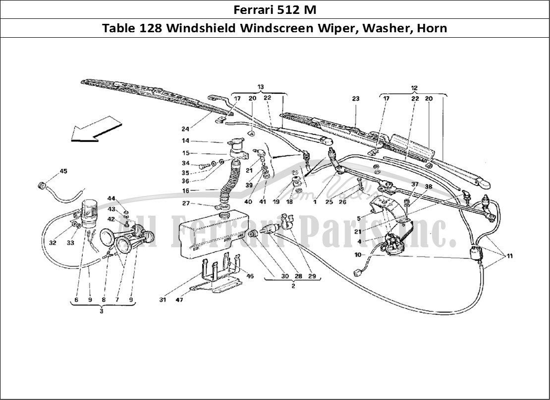 Ferrari Parts Ferrari 512 M Page 128 Windshield Wiper, Washer