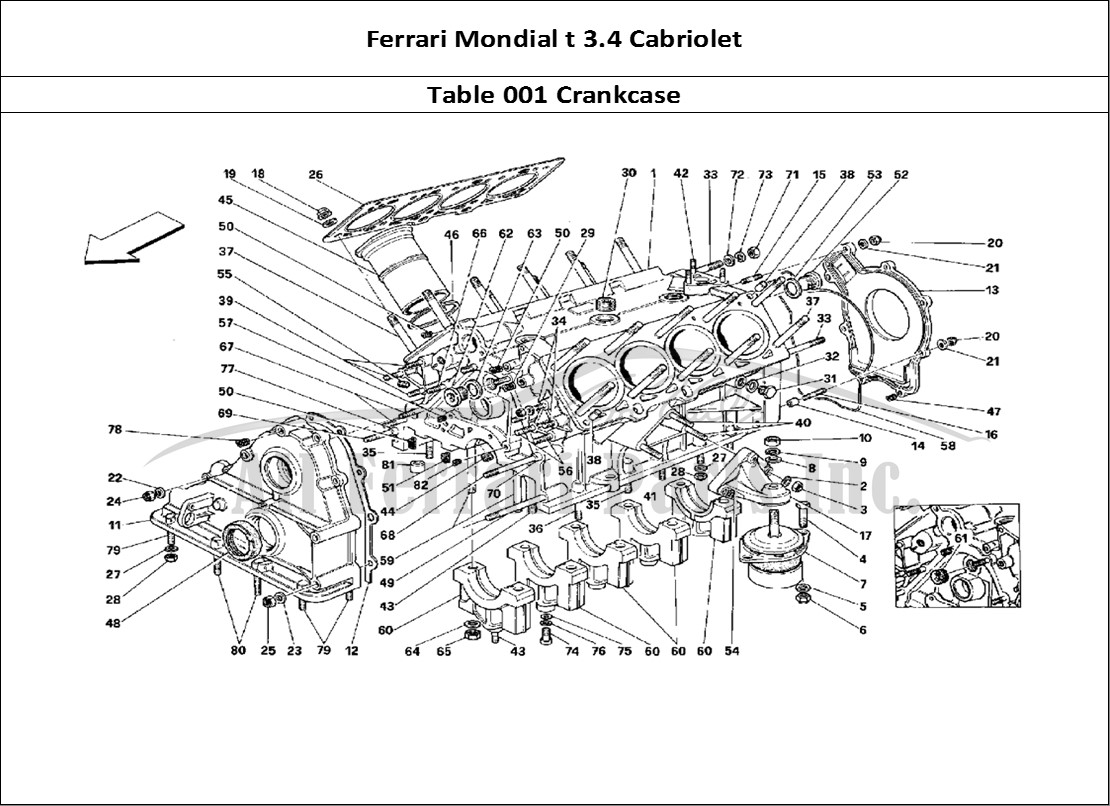 Ferrari Parts Ferrari Mondial 3.4 t Cabriolet Page 001 Crankcase