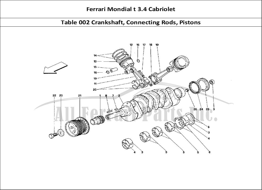 Ferrari Parts Ferrari Mondial 3.4 t Cabriolet Page 002 Crankshaft - Connecting R