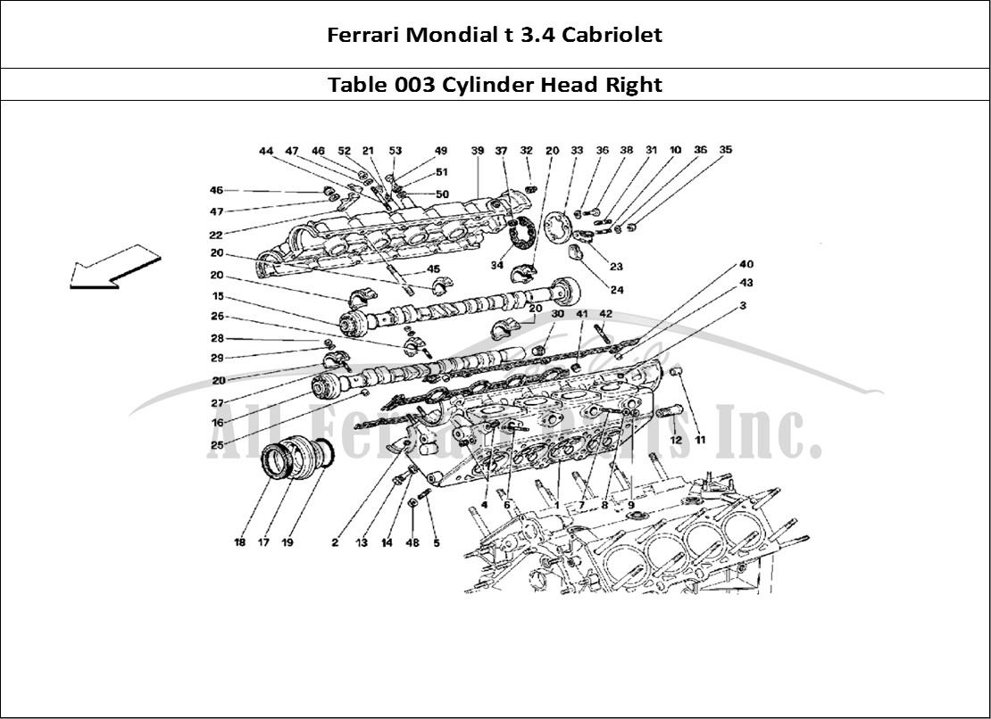 Ferrari Parts Ferrari Mondial 3.4 t Cabriolet Page 003 R.H. Cylinder Head