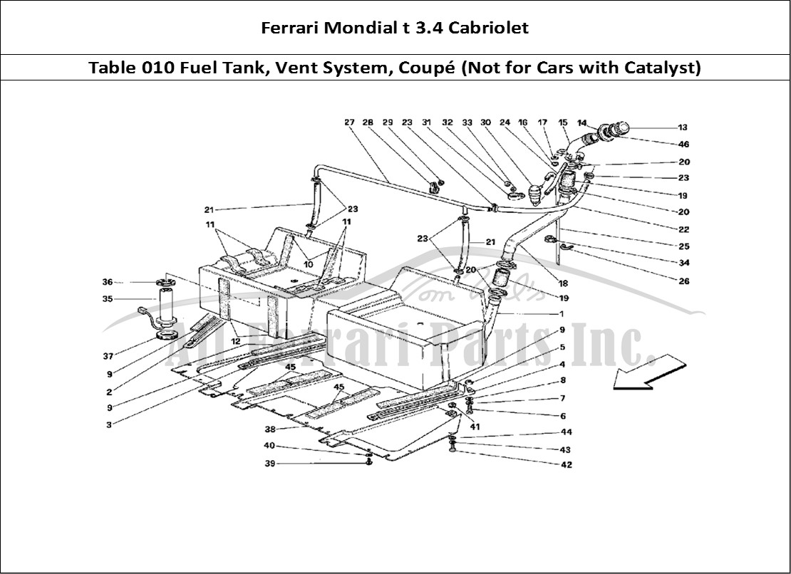 Ferrari Parts Ferrari Mondial 3.4 t Cabriolet Page 010 Tank and Fuel Vent System