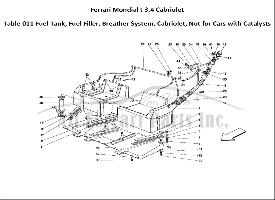 Ferrari Parts Ferrari Mondial 3.4 t Cabriolet Page 011 Tank and Fuel Breather De