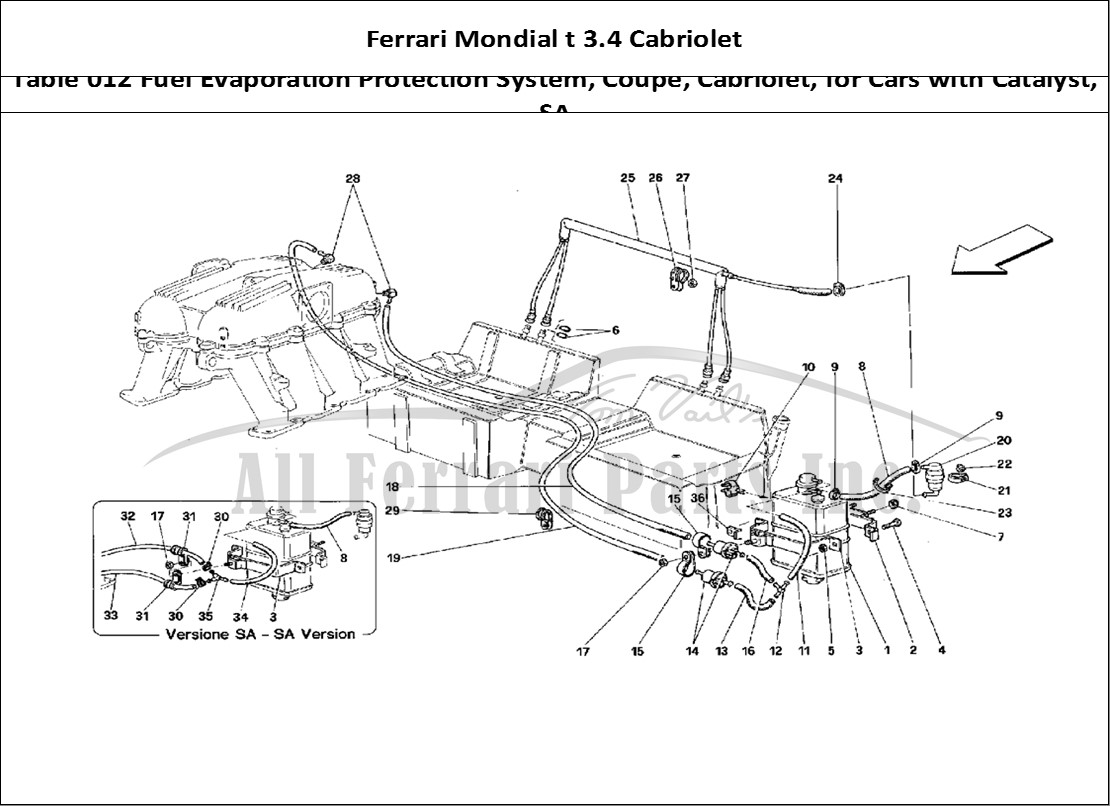 Ferrari Parts Ferrari Mondial 3.4 t Cabriolet Page 012 Antievaporation Device -