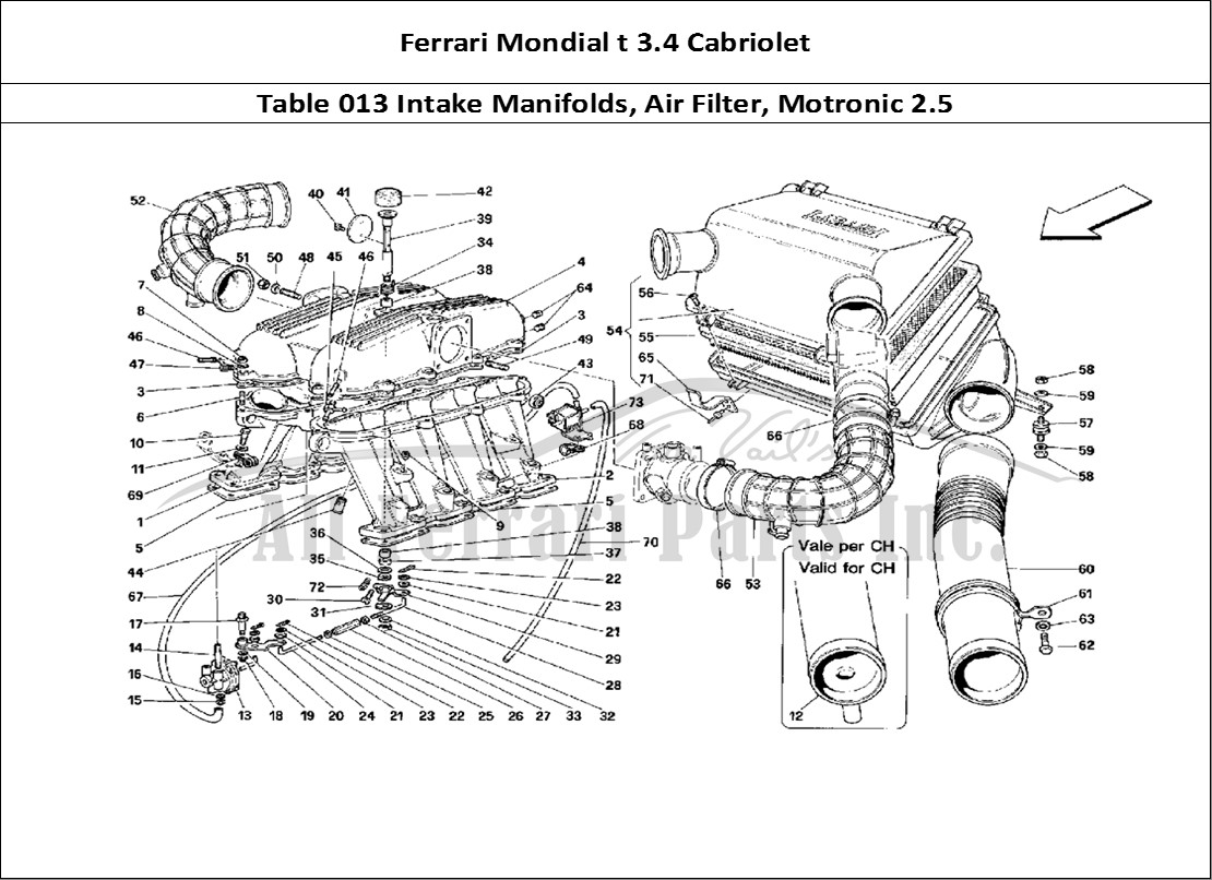 Ferrari Parts Ferrari Mondial 3.4 t Cabriolet Page 013 Manifolds and Air Intake