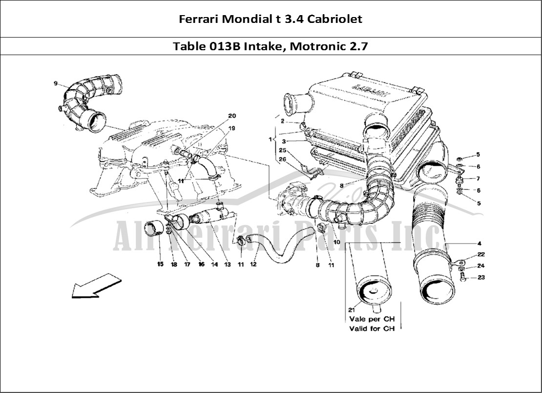 Ferrari Parts Ferrari Mondial 3.4 t Cabriolet Page 013 Air Intake - Motronic 2.7