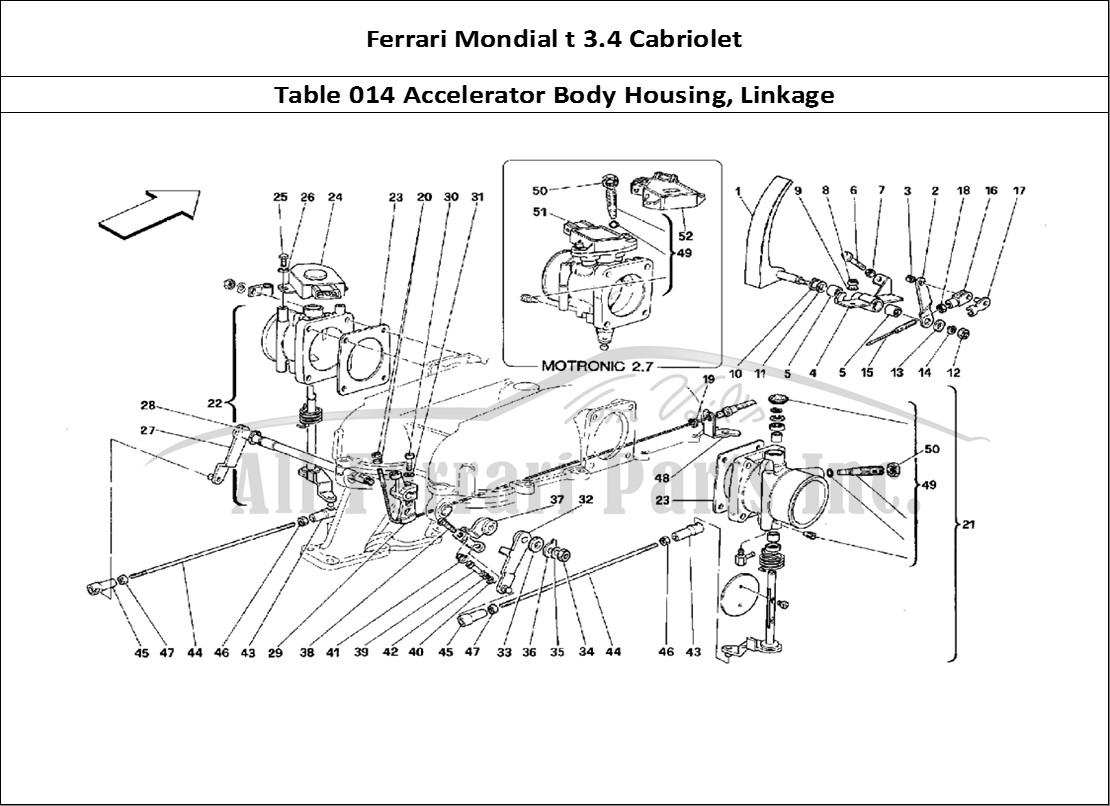 Ferrari Parts Ferrari Mondial 3.4 t Cabriolet Page 014 Throttle Housing and Link