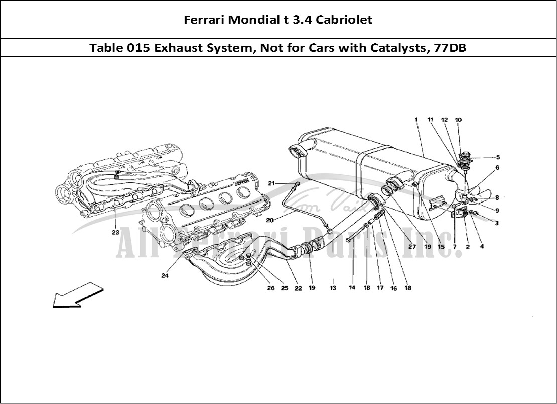 Ferrari Parts Ferrari Mondial 3.4 t Cabriolet Page 015 Exhaust System - Not for