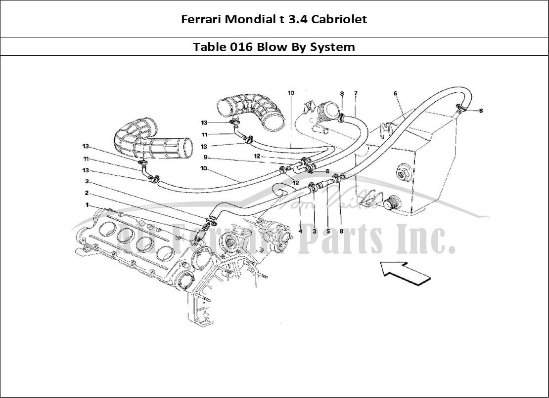 Ferrari Parts Ferrari Mondial 3.4 t Cabriolet Page 016 Blow - By System