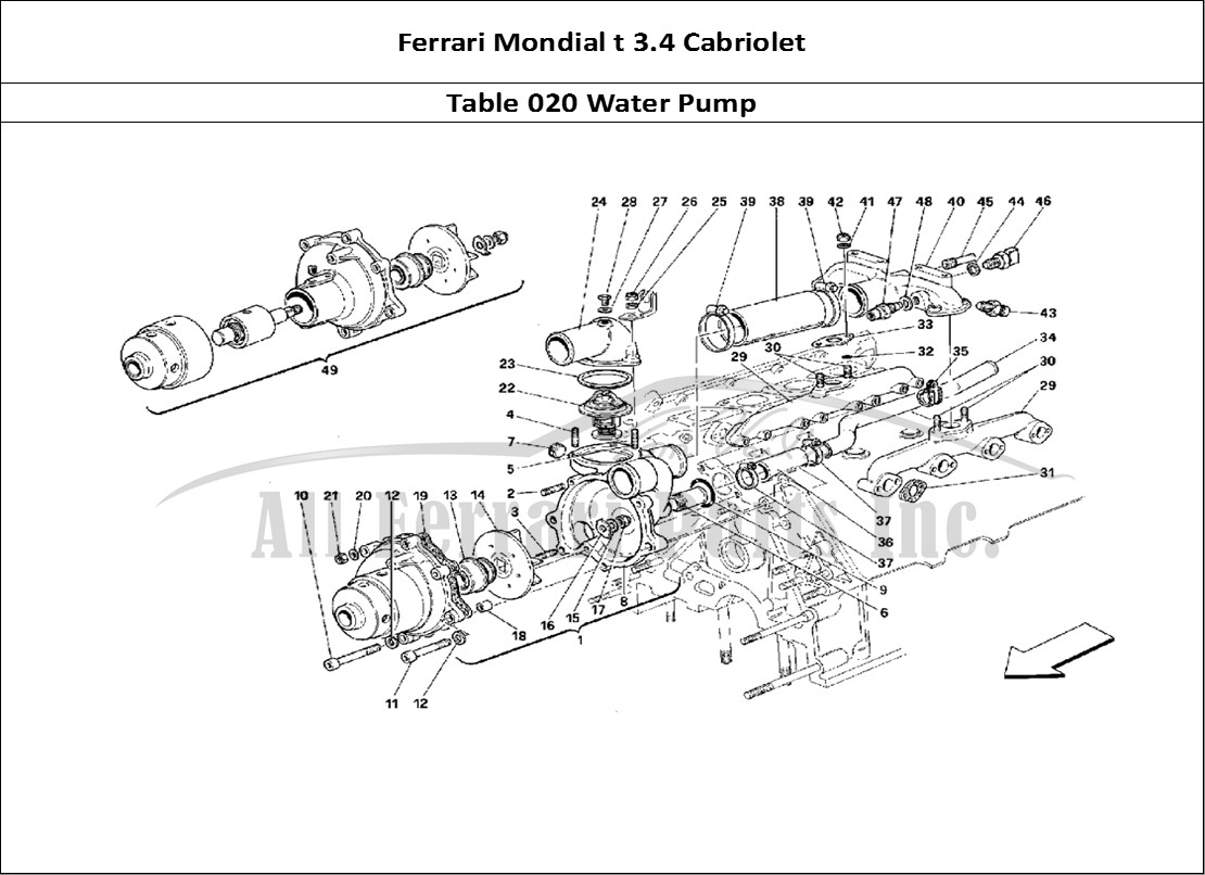 Ferrari Parts Ferrari Mondial 3.4 t Cabriolet Page 020 Water Pump
