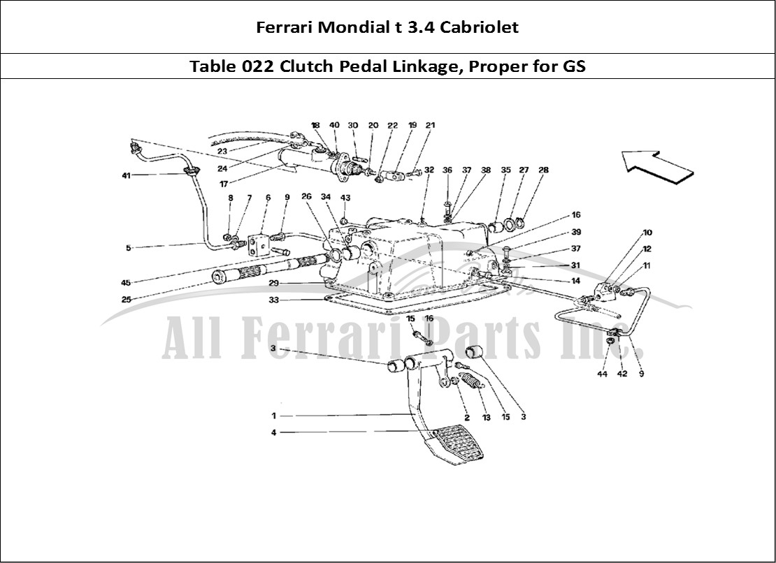 Ferrari Parts Ferrari Mondial 3.4 t Cabriolet Page 022 Clutch Release Control -