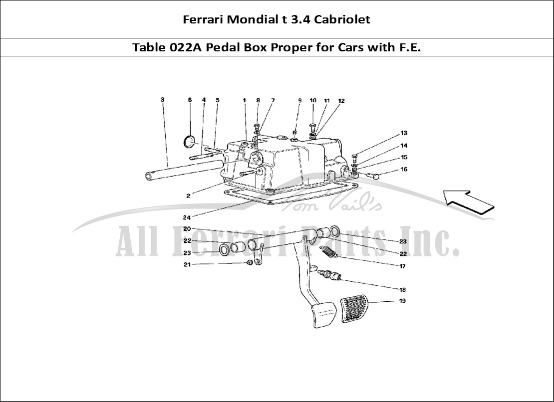 Ferrari Parts Ferrari Mondial 3.4 t Cabriolet Page 022 Pedals Case and Support -