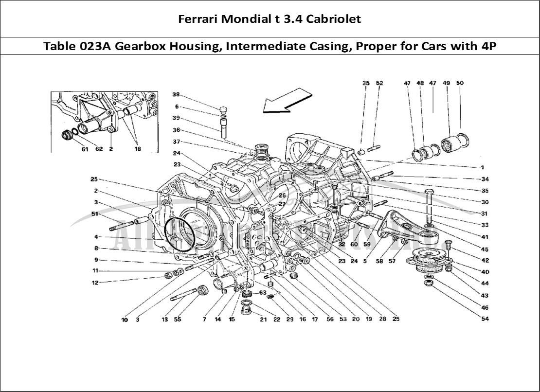 Ferrari Parts Ferrari Mondial 3.4 t Cabriolet Page 023 Gearbox Housing and Inter