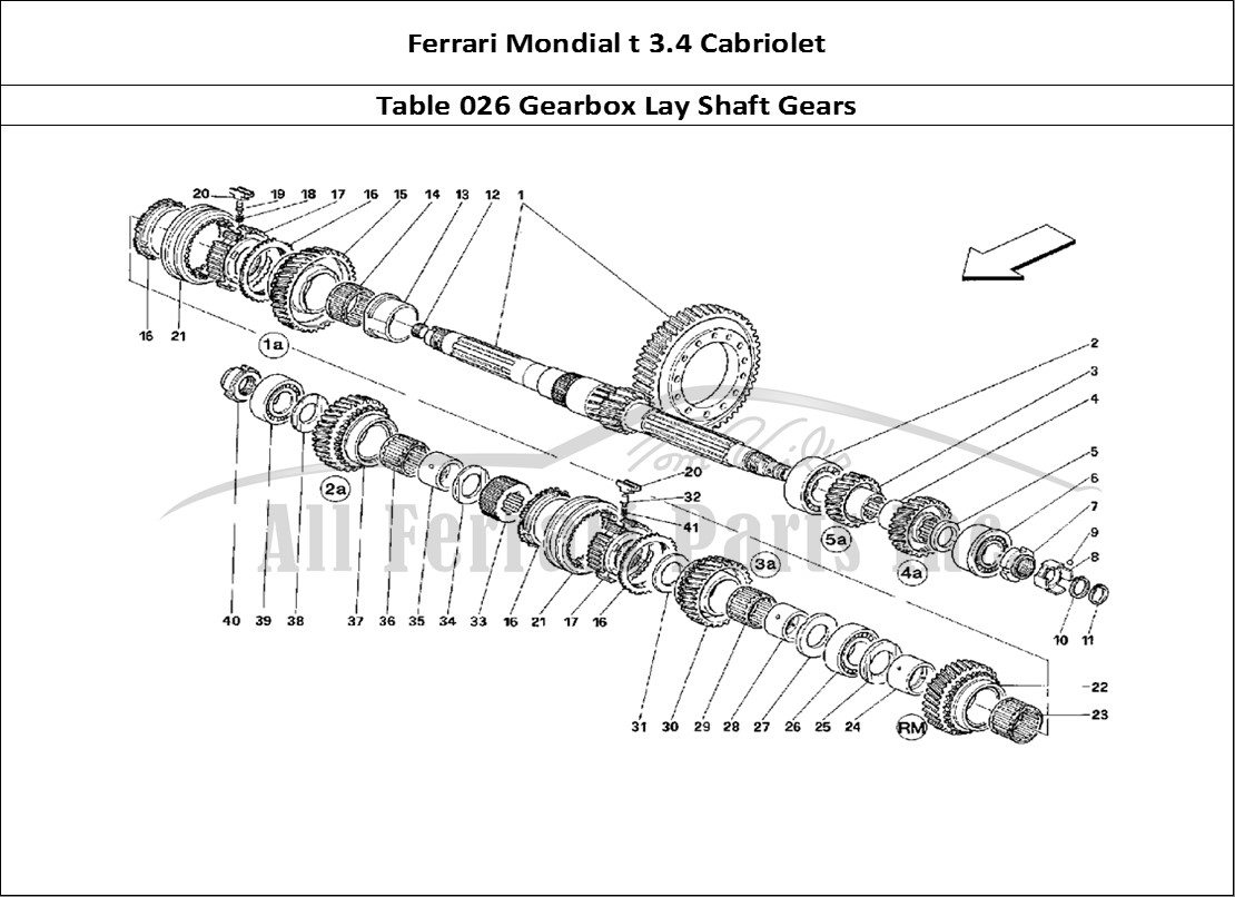 Ferrari Parts Ferrari Mondial 3.4 t Cabriolet Page 026 Lay Shaft Gears