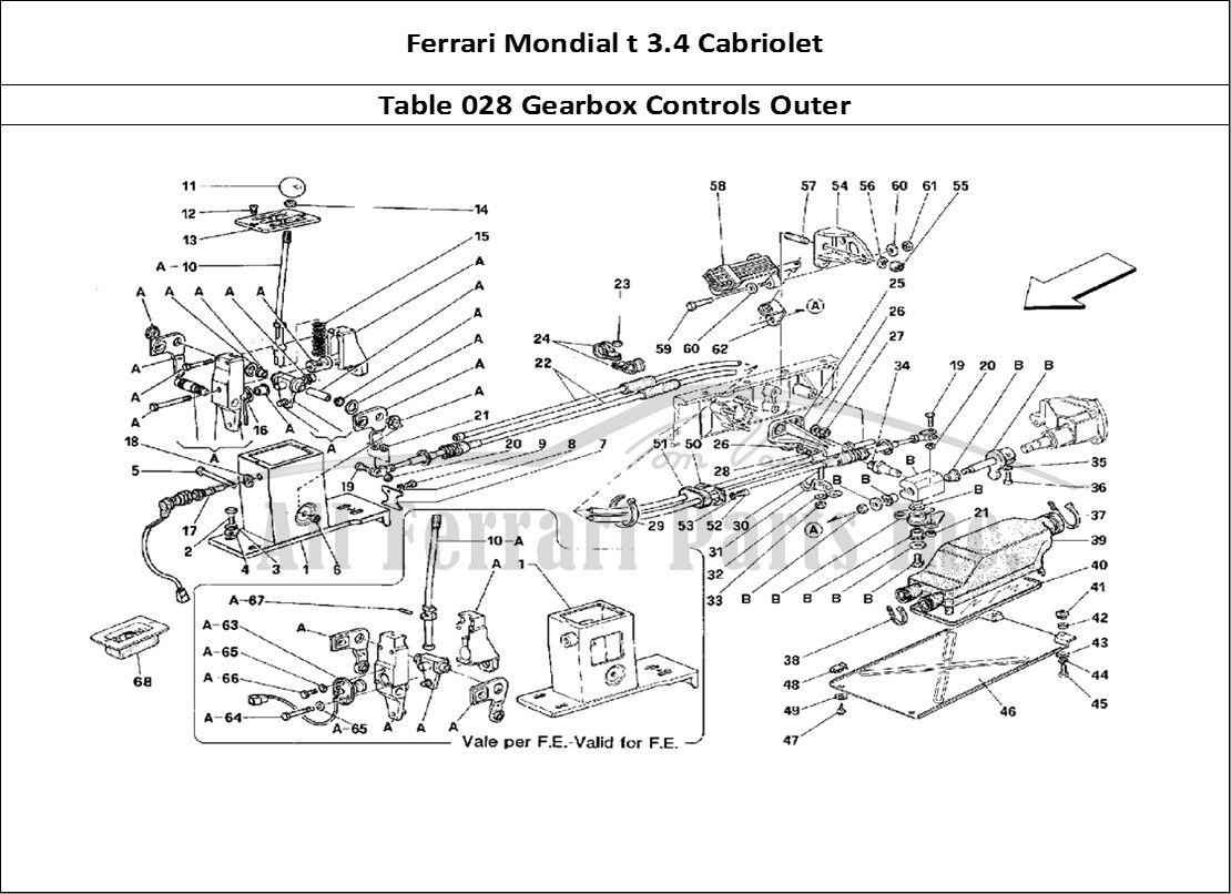 Ferrari Parts Ferrari Mondial 3.4 t Cabriolet Page 028 Outside Gearbox Controls