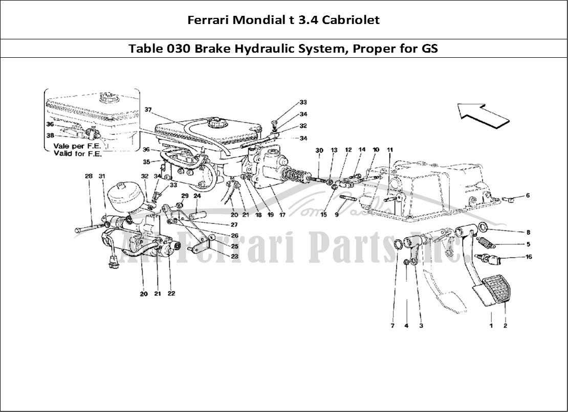 Ferrari Parts Ferrari Mondial 3.4 t Cabriolet Page 030 Brake Hydraulic System -